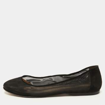 مملوكة مسبقًا Fendi Black Mesh and Suede Ballet Flats Size 40