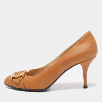 مملوكة مسبقًا Fendi Brown Leather Buckle Pumps Size 39