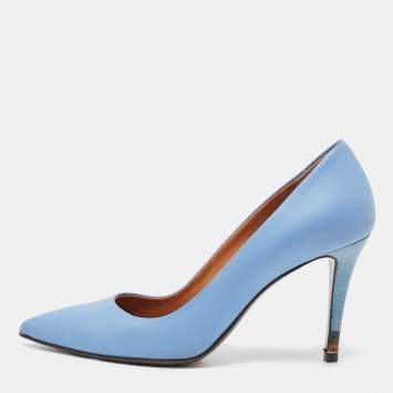 Pre Owned Fendi Royal Blue Leather Pointed Toe Pumps Size 37