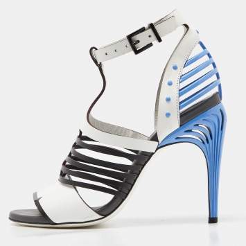 Pre Owned Fendi Tricolor Leather Strappy Sandals Size 36