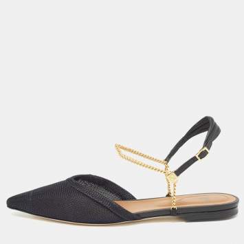 Pre Owned Fendi Black Mesh Slingback Flat Sandals Size 40