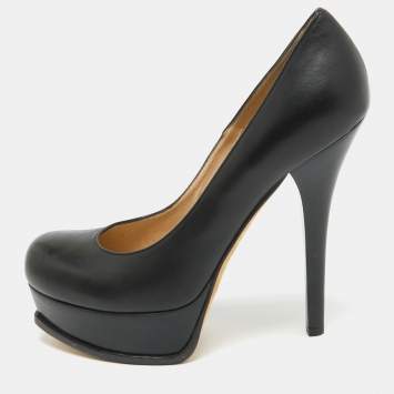 مملوكة مسبقًا Fendi Black Leather Fendista Pumps Size 41