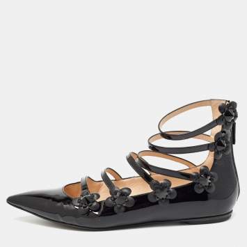 مملوكة مسبقًا Fendi Black Patent Flowerland  Ballet Flats Size 39.5  