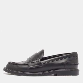 Pre Owned Fendi Black Leather Slip On Loafers Size 36