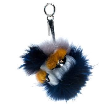 Pre Owned Fendi Multicolor Crystal-Eyed Fur Monster Bag Charm 