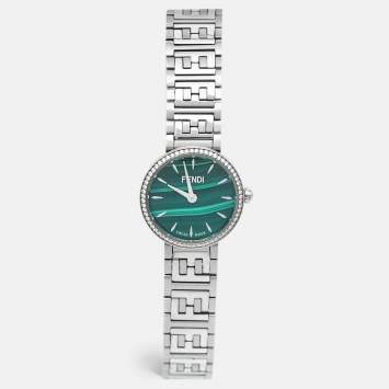 Pre Owned Fendi Green Stainless Steel Forever Fendi F103110901 Women's Wristwatch 19 mm