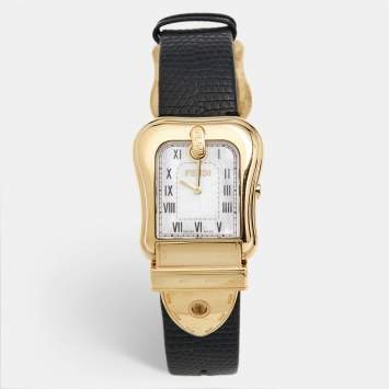 Pre Owned Fendi Mother of Pearl Gold Plated Stainless Steel Leather B.Fendi 3800G Women's Wristwatch 33 mm
