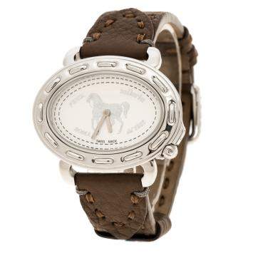 Pre Owned Fendi White Stainless Steel Selleria F83936DCH Women's Wristwatch 40 mm