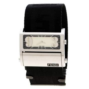 Pre Owned Fendi Cream Stainless Steel Zip Code1120G Women's Wristwatch 45 mm