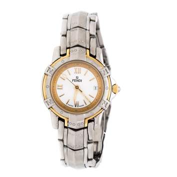 Pre Owned Fendi White Two-Tone Stainless Steel Vintage Orologi 3500L Women's Wristwatch 26 mm
