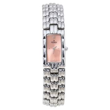 Pre Owned Fendi Salmon Stainless Steel 660L Women's Wristwatch 14 mm
