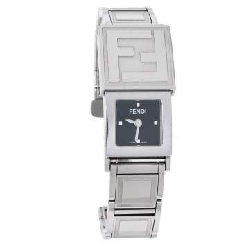 Pre Owned Fendi White/Black Stainless Steel Secret 5500L Women's Wristwatch 20 mm