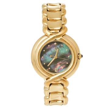 Pre Owned Fendi Mother of Pearl Gold Tone Stainless Steel 700G Women's Wristwatch 35 mm