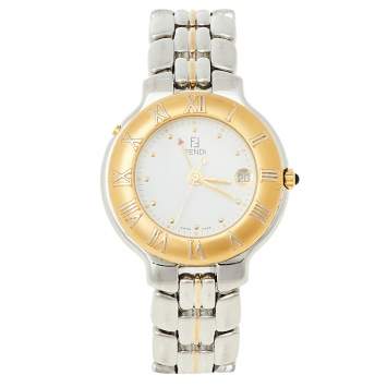 Pre Owned Fendi White Two-Tone Stainless Steel 920G Women's Wristwatch 36 mm