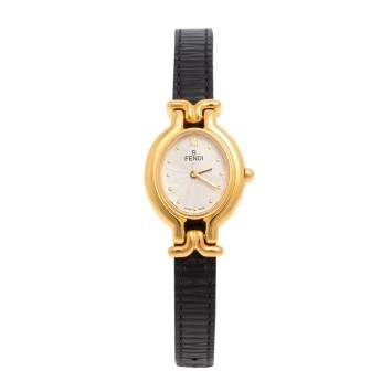 Pre Owned Fendi White Gold Plated Stainless Steel 640L Women's Wristwatch 24 mm