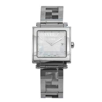 Pre Owned Fendi Mother of Pearl Stainless Steel Quadro 60500G Women's Wristwatch 33 mm 