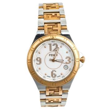 Pre Owned Fendi Mother Of Pearl Two Tone Stainless Steel High Speed 4600M Women's Wristwatch 34 mm