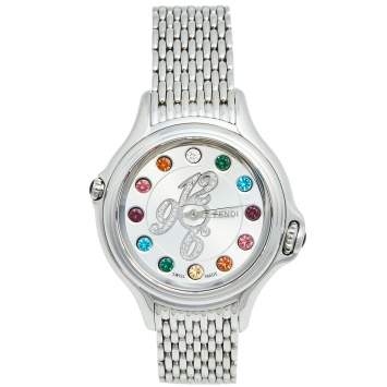 Pre Owned Fendi Silver Stainless Steel Crazy Carats 10500M Women's Wristwatch 38 mm