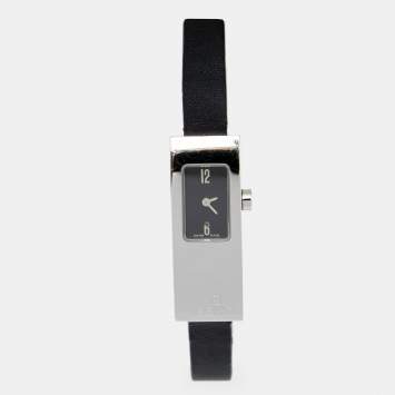Pre Owned Fendi Black Stainless Steel Leather Orologi 3300L Women's Wristwatch 13 mm
