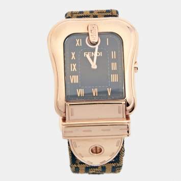 Pre Owned Fendi Black Rose Gold Plated Stainless Steel B.Fendi 3800G Women's Wristwatch 32 mm