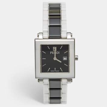 Pre Owned Fendi Black Ceramic Stainless Steel 6200G Women's Wristwatch 30 mm
