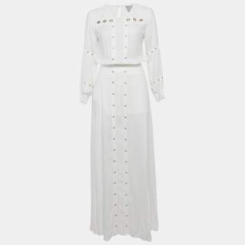 مملوكة مسبقًا Finders Keepers The Label White Crepe Grommet Detail Maxi Dress XS