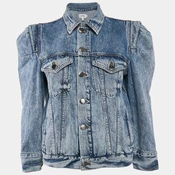 Pre Owned Frame Blue Denim Rosette Sleeve Jacket S