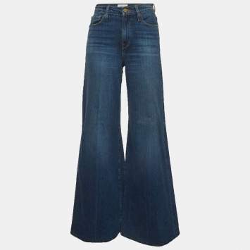 Pre Owned Frame Blue Denim Wide Leg Jeans S/Waist 27"