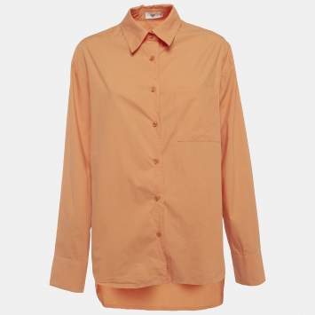 Pre Owned Frankie Shop Orange Cotton Oversized Button Shirt XS