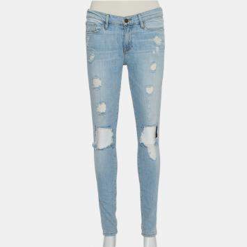 Pre Owned Frame Blue Faded Denim Skinny Destroyed Nowita Jeans M