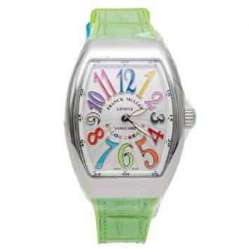 Pre Owned Franck Muller White Vanguard Color Dream Steel Women's Wristwatch 32X42MM