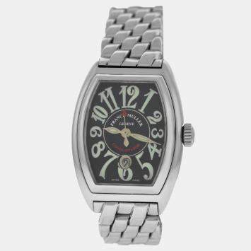 Pre Owned Franck Muller Conquistador 8001 L SC Automatic Black Stainless Steel Women's Wristwatch 28 mm