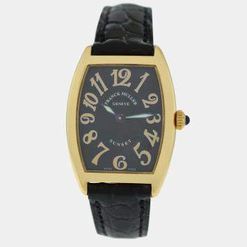 Pre Owned Franck Muller Cintree Curvex 1752QZSUN Quartz Black 18K Rose Gold Women's Wristwatch