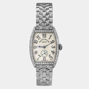 Pre Owned Franck Muller Curvex 1750 S6 D Manual Winding White 18k White Gold Diamond Women's Wristwatch 25 mm