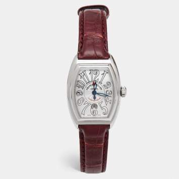 Pre Owned Franck Muller Silver Stainless Steel Alligator Conquistador 8005LSC Women's Wristwatch 28 mm