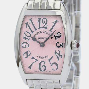 Pre Owned Franck Muller Pink Stainless Steel Cintree Curvex 1752BQZ Quartz Women's Wristwatch 25 mm