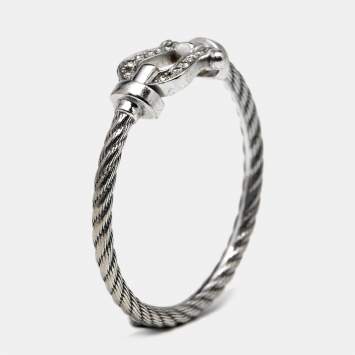 Pre Owned Fred Force 10 Diamond 18k White Gold Ring Size 54