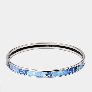 Frey Wille Blue Enamel Silver Tone Ultra Bangle Bracelet