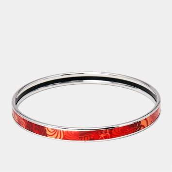 Frey Wille Red Enamel Silver Tone Ultra Bangle Bracelet
