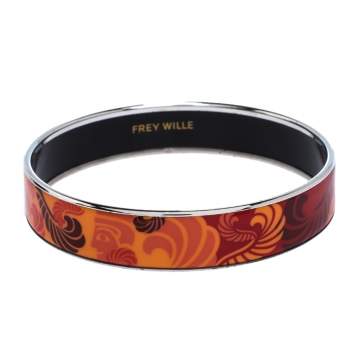 Pre Owned Frey Wille Multicolor Fire Enamel Palladium Plated Bangle Bracelet