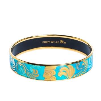 Pre Owned Frey Wille Turquoise Magic Sphinx Fire Enamel Miss Bordered Bangle