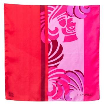 Pre Owned Frey Wille Pink & Red Sphinx Print Silk Gavroche Scarf