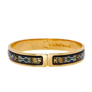 Pre Owned Frey Wille Gold Plated Fire Enamel Hommage à Gustav Klimt Ballerina Clasp Bangle L