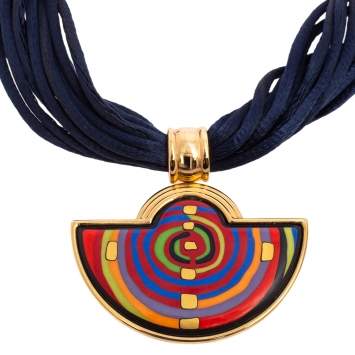 Pre Owned Frey Wille Hommage à Hundertwasser Spiral of Life Half Moon Pendant Necklace