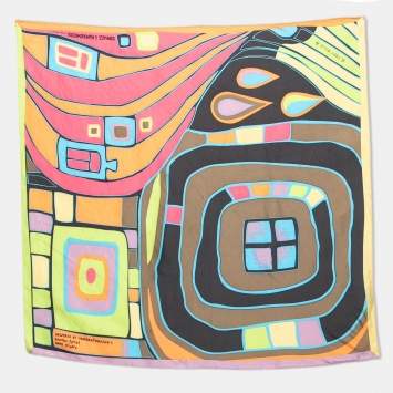 Pre Owned Frey Wille Multicolor Printed Silk Square Scarf 