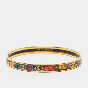 Pre Owned Frey Wille Multicolor Hommage à Hundertwasser Bordered Ultra Bangle 