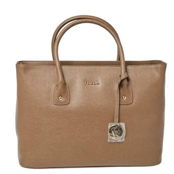 Pre Owned Furla Brown Leather Large Linda Tote