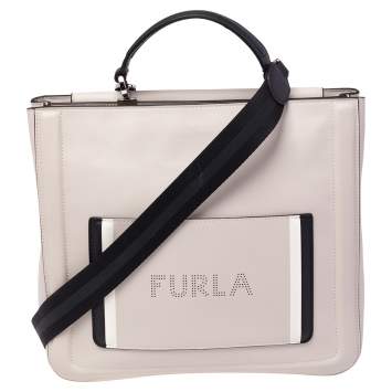 Pre Owned Furla Beige Leather Reale North South Convertible Tote