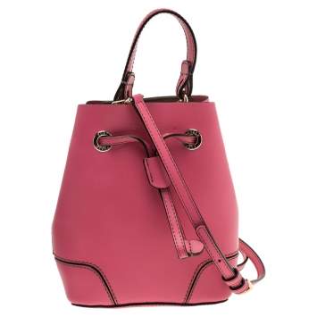 Pre Owned Furla Pink Leather Mini Stacy Bucket Bag