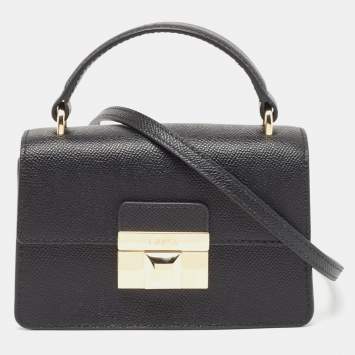 Pre Owned Furla Black Leather Micro Venere Top Handle Bag